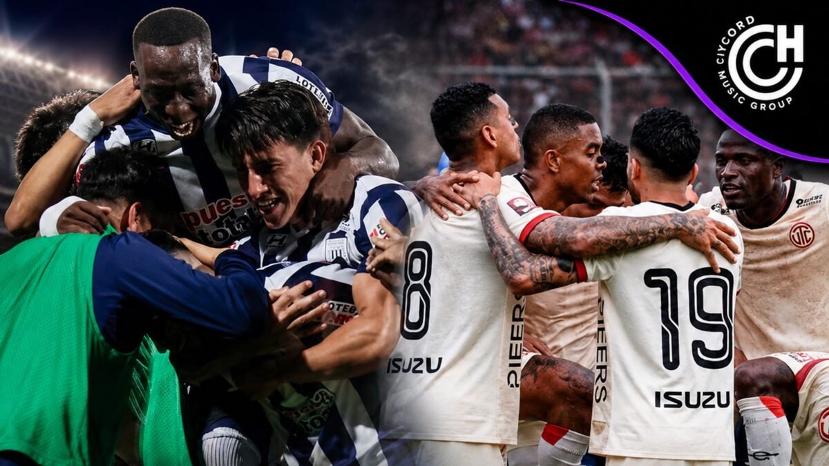 Jugadores de UTC y Alianza Lima en una composición deportiva sobre la sanción de tres puntos al club cajamarquino